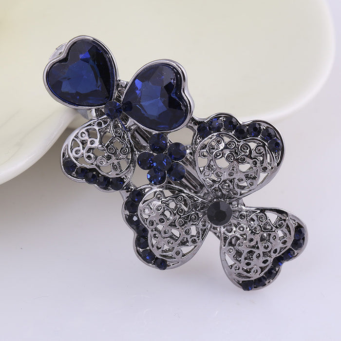 Wholesale Hair Clips Alloy Rhinestone Temperament Black Bow MOQ≥2 JDC-HC-MengP002