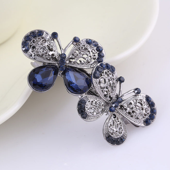 Wholesale Hair Clips Alloy Rhinestone Temperament Black Bow MOQ≥2 JDC-HC-MengP002