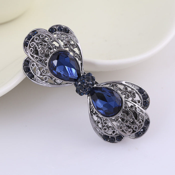 Wholesale Hair Clips Alloy Rhinestone Temperament Black Bow MOQ≥2 JDC-HC-MengP002