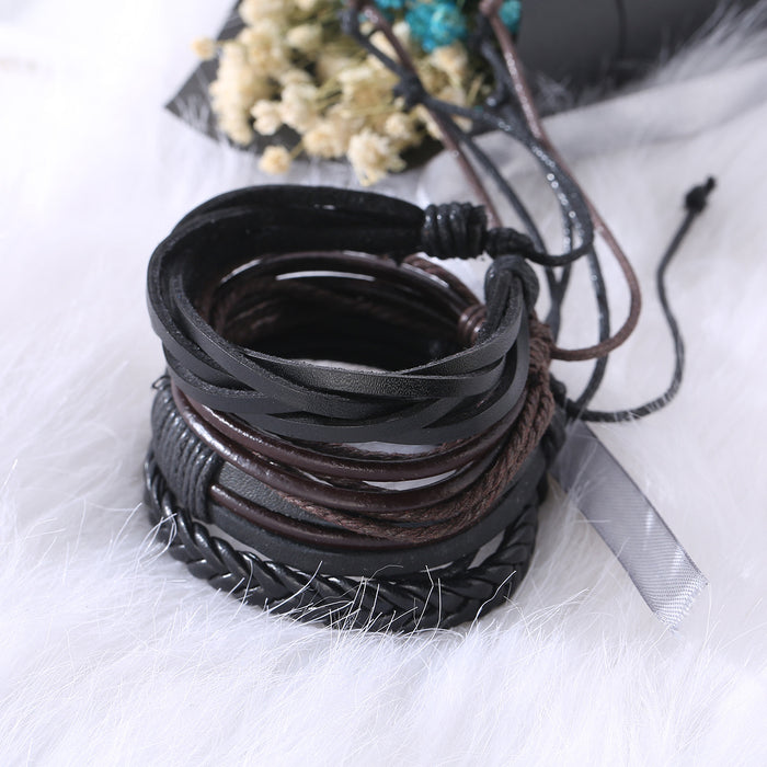 Wholesale Bracelet Leather Multilayer Adjustable Leather Beaded Bracelet MOQ≥2 JDC-BT-JiaX002