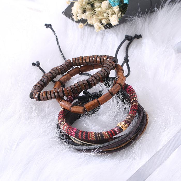 Wholesale Bracelet Leather Vintage Multilayer Hand Woven Bracelet MOQ≥2 JDC-BT-JiaX004