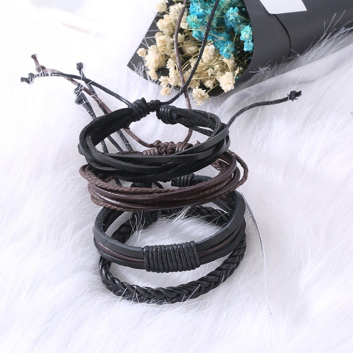 Wholesale Bracelet Leather Multilayer Adjustable Leather Beaded Bracelet MOQ≥2 JDC-BT-JiaX002