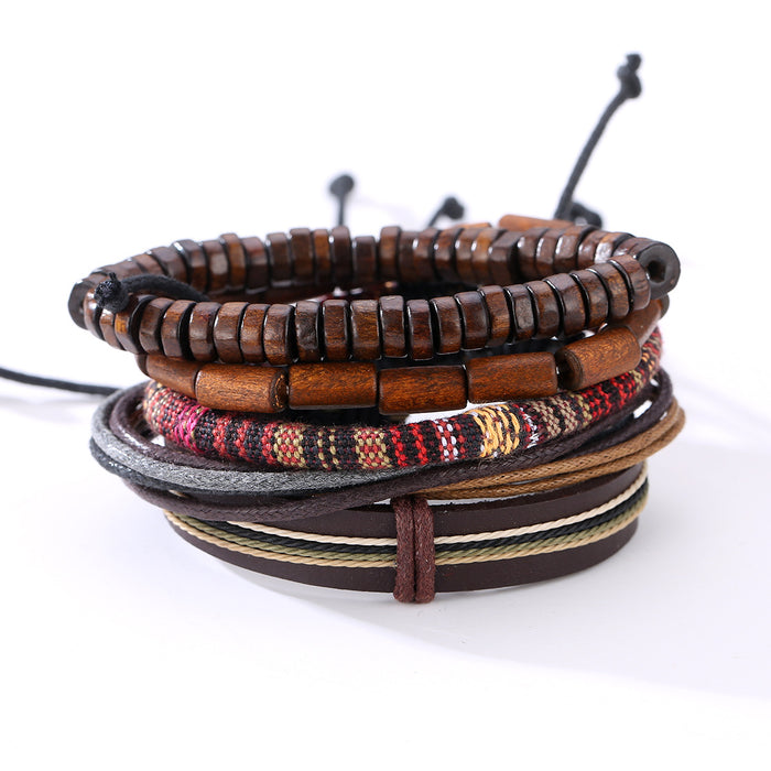 Wholesale Bracelet Leather Vintage Multilayer Hand Woven Bracelet MOQ≥2 JDC-BT-JiaX004