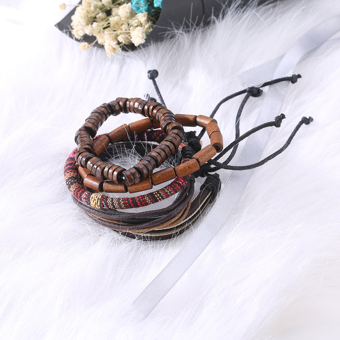 Wholesale Bracelet Leather Vintage Multilayer Hand Woven Bracelet MOQ≥2 JDC-BT-JiaX004