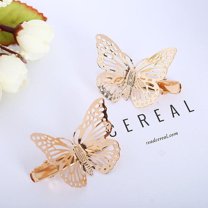 Wholesale alloy versatile three -dimensional hollow butterfly hairpin MOQ≥2 JDC-HC-RXGS009