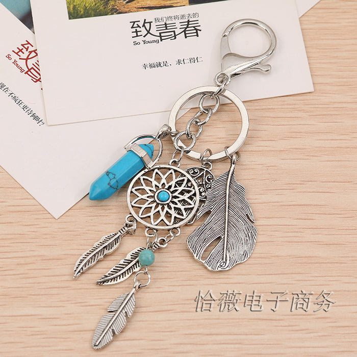 Jewelry WholesaleWholesale dreamcatcher pendant feather opal tassel keychain JDC-KC-QiaW002 Keychains 恰薇 %variant_option1% %variant_option2% %variant_option3%  Factory Price JoyasDeChina Joyas De China