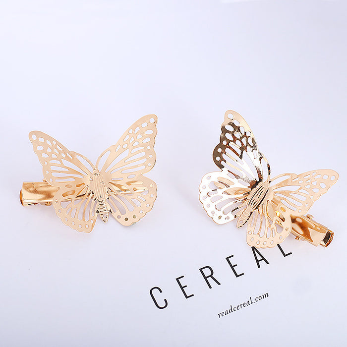 Wholesale alloy versatile three -dimensional hollow butterfly hairpin MOQ≥2 JDC-HC-RXGS009