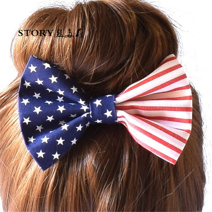 Wholesale 4th of July Independence Day Bow Hair Clip MOQ≥2 JDC-HC-Yibaif001