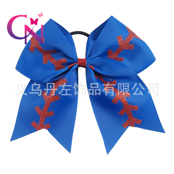 Wholesale hairpin cloth football kids bow baseball cheerleader JDC-HS-Danzuo014