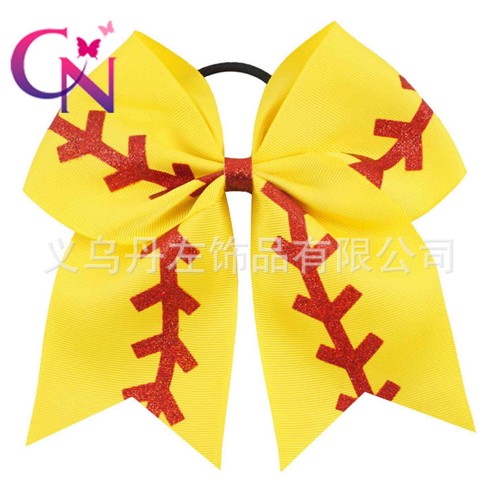 Wholesale hairpin cloth football kids bow baseball cheerleader JDC-HS-Danzuo014