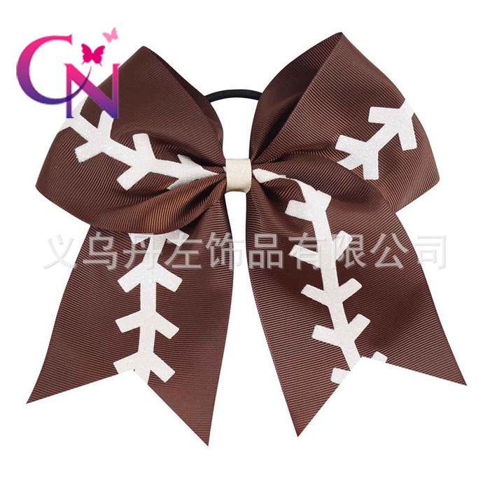 Wholesale hairpin cloth football kids bow baseball cheerleader JDC-HS-Danzuo014