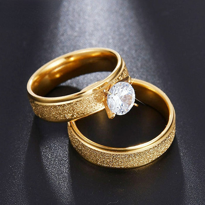 Wholesale Zircon Stainless Steel Couple Wedding Rings JDC-RS-RXSFL015