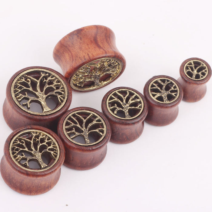 Wholesale Whole Life Tree Wood Ear Extensions Stud Earrings Piercing Jewelry JDC-ES-Fanp008