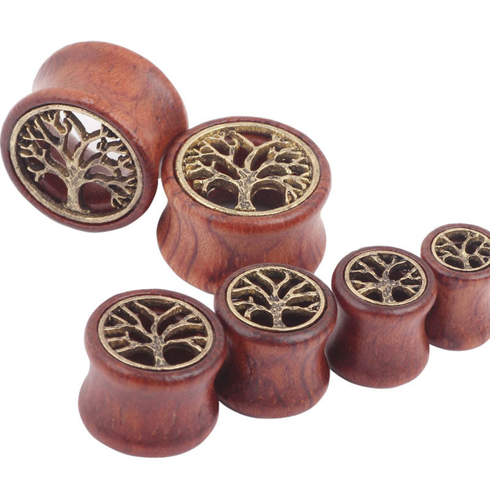 Wholesale Whole Life Tree Wood Ear Extensions Stud Earrings Piercing Jewelry JDC-ES-Fanp008