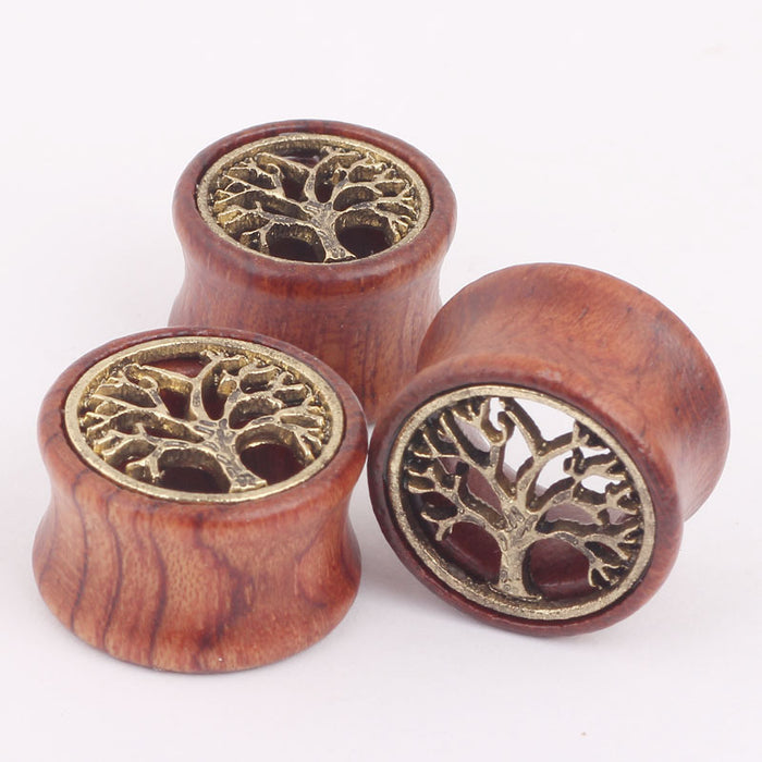 Wholesale Whole Life Tree Wood Ear Extensions Stud Earrings Piercing Jewelry JDC-ES-Fanp008