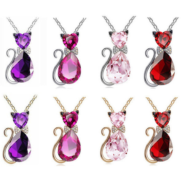 Wholesale cute bow kitten necklace JDC-NE-yijian003