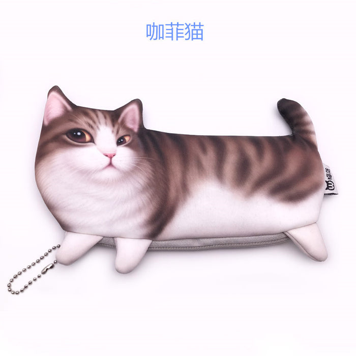 Wholesale Pencil Bags Polyester Cartoon Creative Simulation Cat Printing JDC-PB-Donglej010