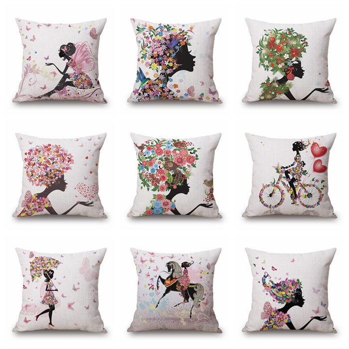 Wholesale Butterfly Fairy Sofa Pillow Car Bedside Pillowcase JDC-PW-Huashui002