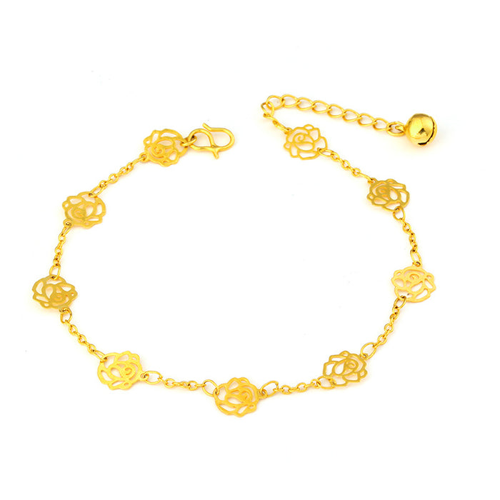 Jewelry WholesaleWholesale four leaf clover gold bell blessing Bag Gold Plated Anklet JDC-AS-Xsj002 Anklet 鑫饰界 %variant_option1% %variant_option2% %variant_option3%  Factory Price JoyasDeChina Joyas De China