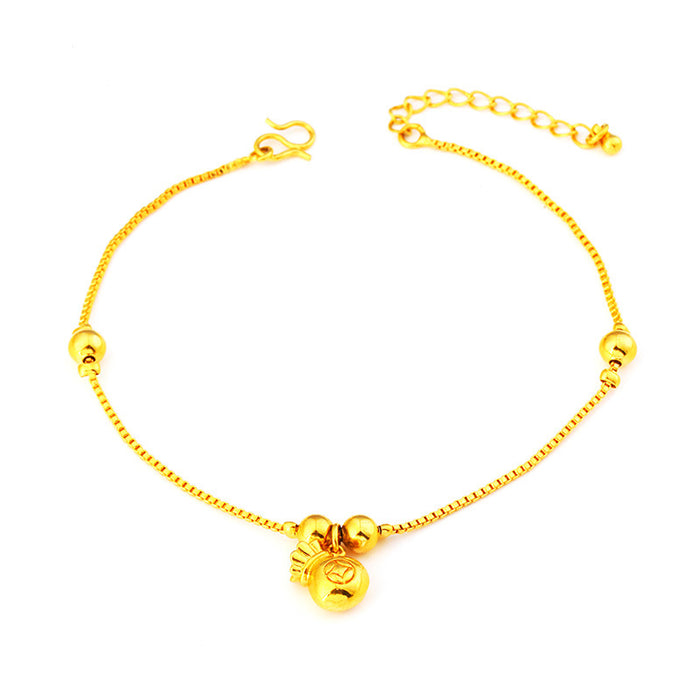 Jewelry WholesaleWholesale four leaf clover gold bell blessing Bag Gold Plated Anklet JDC-AS-Xsj002 Anklet 鑫饰界 %variant_option1% %variant_option2% %variant_option3%  Factory Price JoyasDeChina Joyas De China