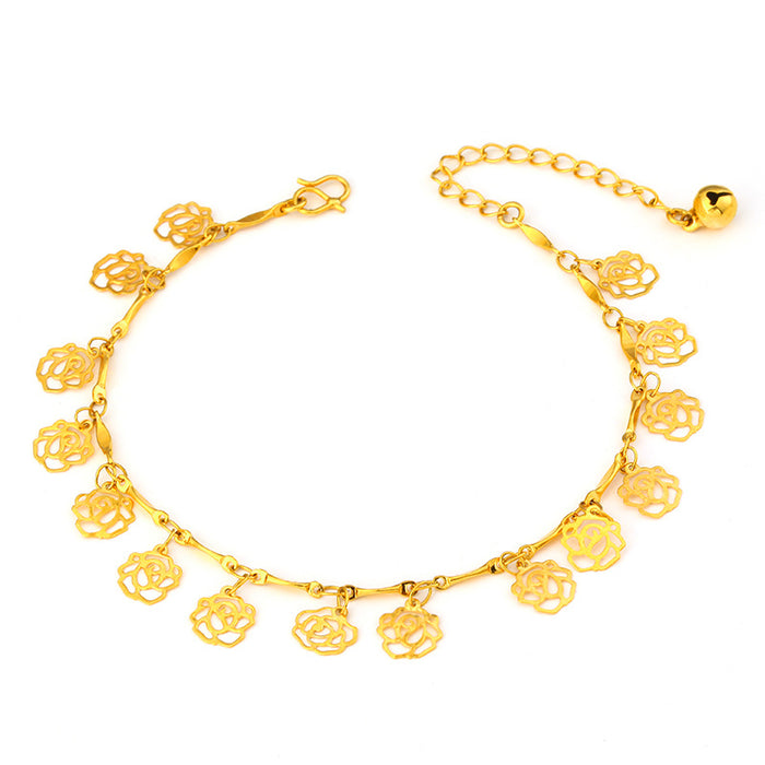 Jewelry WholesaleWholesale four leaf clover gold bell blessing Bag Gold Plated Anklet JDC-AS-Xsj002 Anklet 鑫饰界 %variant_option1% %variant_option2% %variant_option3%  Factory Price JoyasDeChina Joyas De China