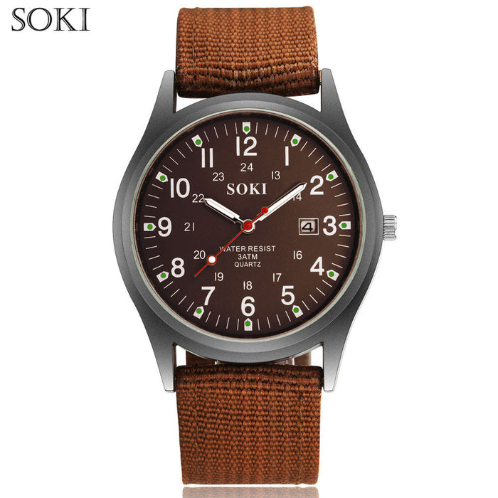 Wholesale Alloy Dial Quartz Movement Canvas Strap Men's Watch MOQ≥2 JDC-WH-TuoC002