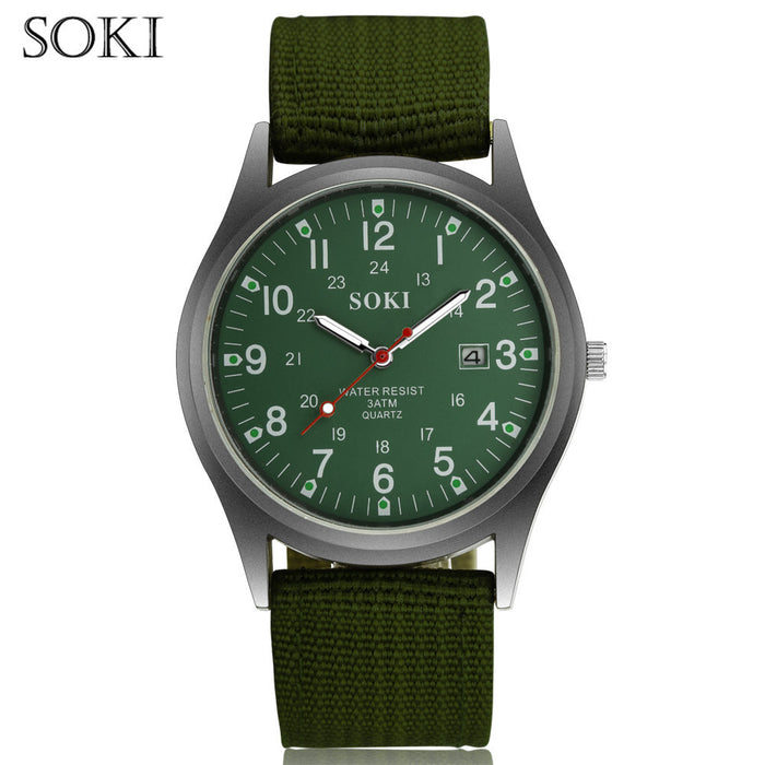 Wholesale Alloy Dial Quartz Movement Canvas Strap Men's Watch MOQ≥2 JDC-WH-TuoC002