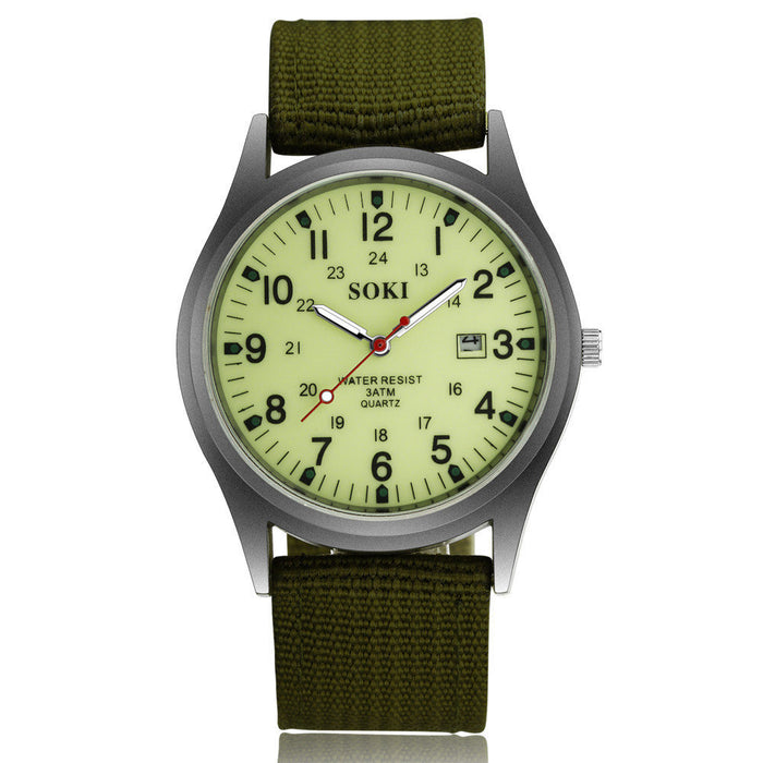 Wholesale Alloy Dial Quartz Movement Canvas Strap Men's Watch MOQ≥2 JDC-WH-TuoC002