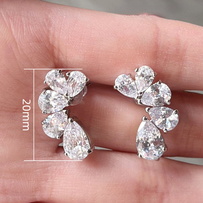 Wholesale Earrings Copper Zircon Petals MOQ≥2 JDC-PREMCAOS-ES-003