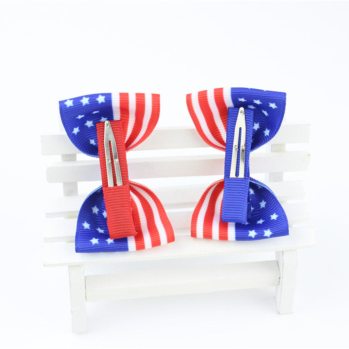 Wholesale 4th of July Independence Day Bows Hair Clips Baby Hairpins MOQ≥2  JDC-HC-HaoC004