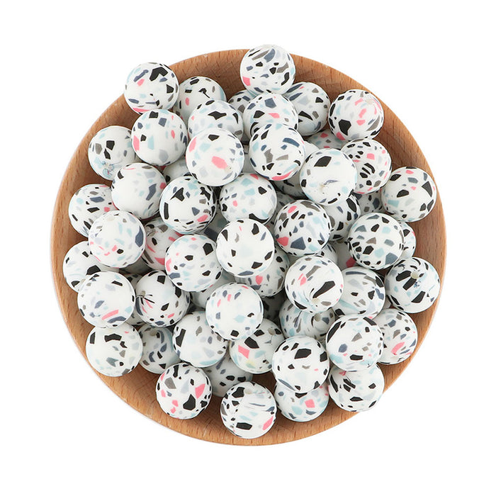 Wholesale 40PCS Leopard Print Silicone 15mm Beads JDC-BDS-Yumo001