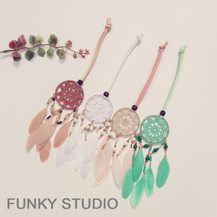 Wholesale Handbag Car Pendant Feather Indian Dream Catcher Pendant JDC-DC-wanwei002