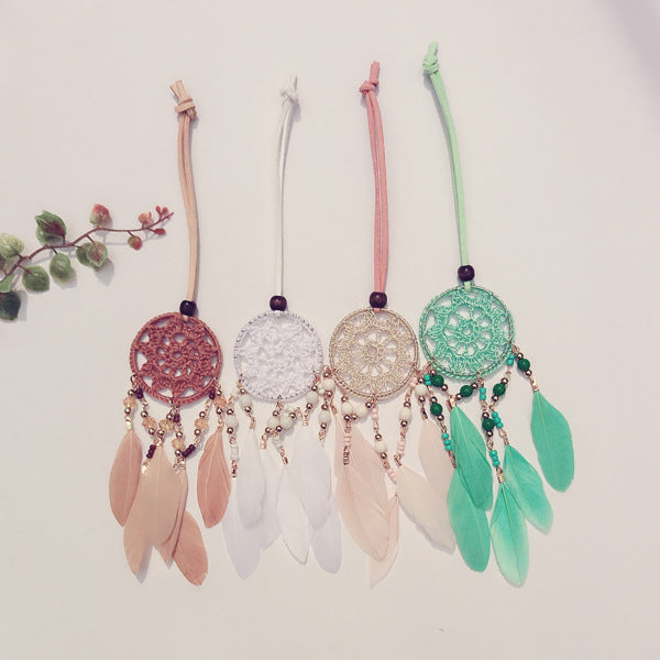 Wholesale Handbag Car Pendant Feather Indian Dream Catcher Pendant JDC-DC-wanwei002