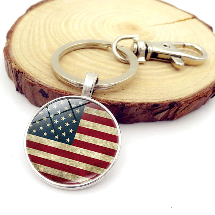 Wholesale 4th of July American Flag Metal Independence Day Keychain JDC-KC-XuS018