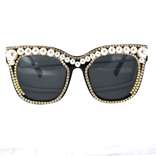 Jewelry WholesaleWholesale vintage metal pearl diamond-encrusted large frame round face sunglasses JDC-SG-NT018 Sunglasses 妮头 %variant_option1% %variant_option2% %variant_option3%  Factory Price JoyasDeChina Joyas De China