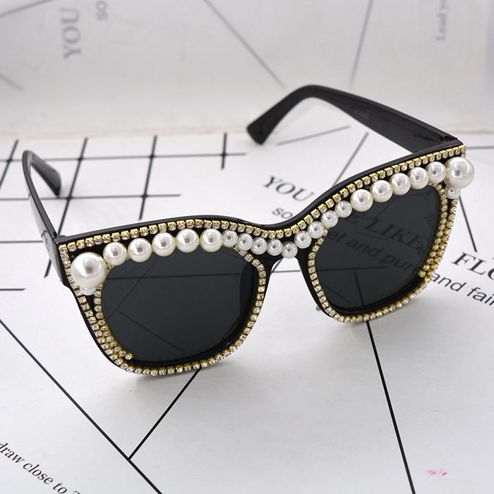 Jewelry WholesaleWholesale vintage metal pearl diamond-encrusted large frame round face sunglasses JDC-SG-NT018 Sunglasses 妮头 %variant_option1% %variant_option2% %variant_option3%  Factory Price JoyasDeChina Joyas De China