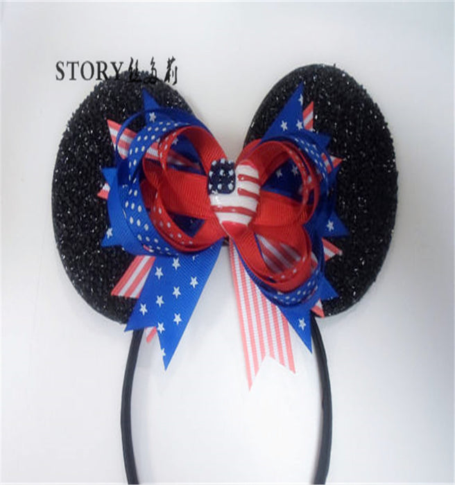 Jewelry WholesaleWholesale 4th of July Independence Day Kids Striped Star Heart Bow Headband MOQ≥2 JDC-HD-Yibaif001 Headband 伊百分 %variant_option1% %variant_option2% %variant_option3%  Factory Price JoyasDeChina Joyas De China