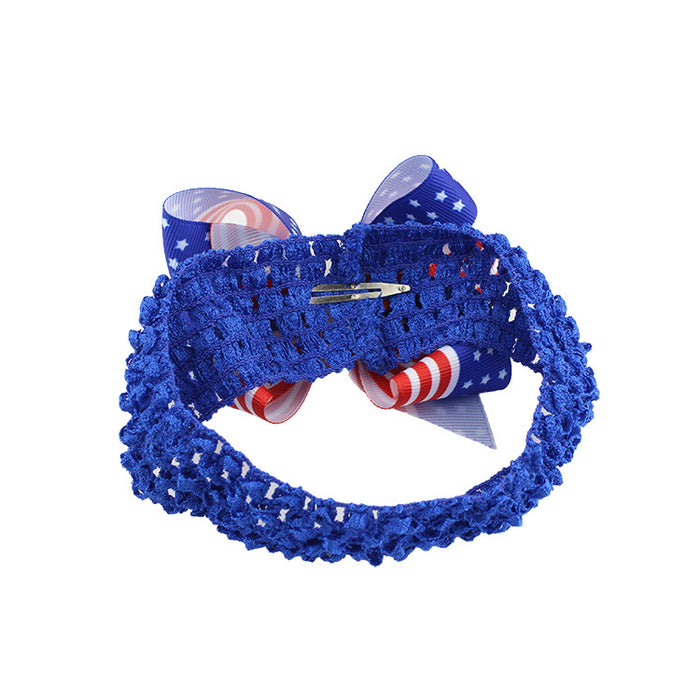 Wholesale 4th of July Independence Day Series Bubble Flower Hair Net Kids Bow Hair Clips JDC-HC-HaoC002