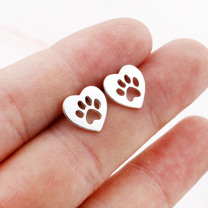 Wholesale Hollow Heart Pet Footprint Copper Earrings JDC-ES-SS006