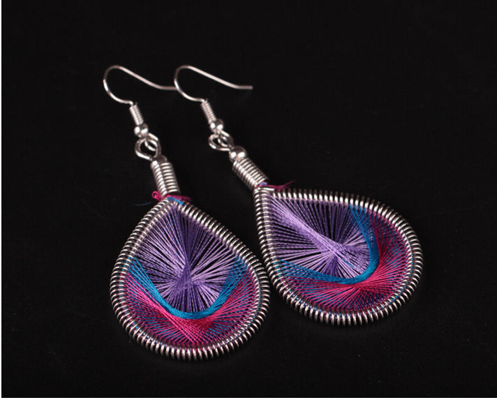 Wholesale Blue Handwoven Ethnic Earrings MOQ≥3 JDC-ES-dir003