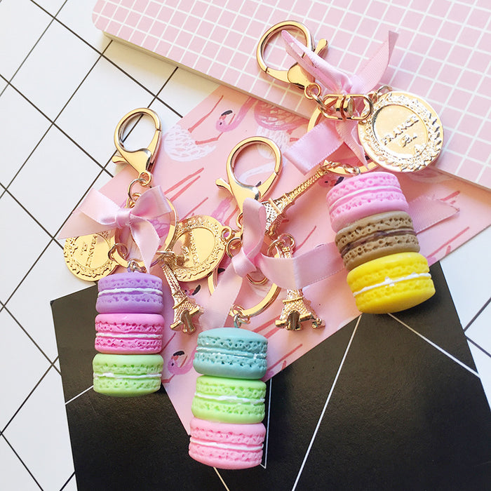 Jewelry WholesaleWholesale Cake Macaron Resin Metal Keychain JDC-KC-FeiRun042 Keychains 飞润 %variant_option1% %variant_option2% %variant_option3%  Factory Price JoyasDeChina Joyas De China