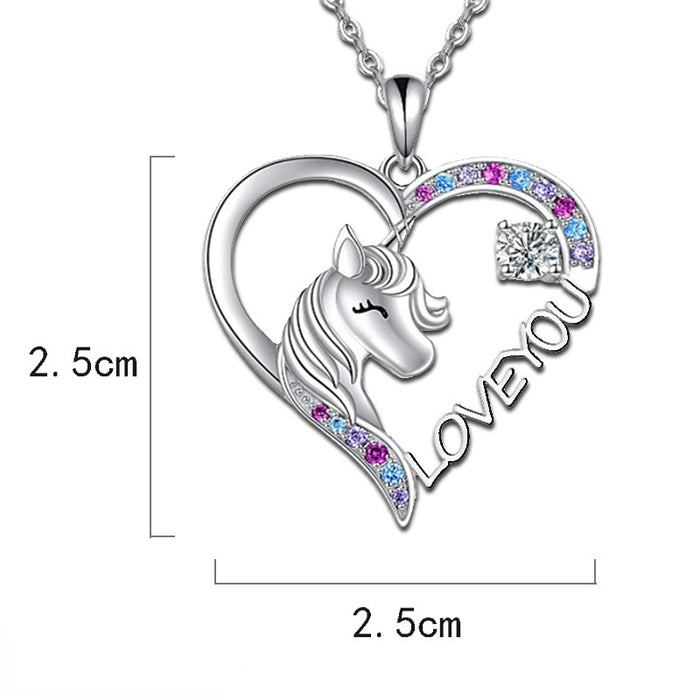 Wholesale Cartoon Rainbow Horse Alloy Necklace MOQ≥2 JDC-NE-JYS009