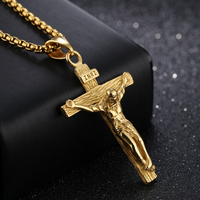 Wholesale Vintage Cross Titanium Steel Men's Pendant Necklace JDC-NE-GEJIA006