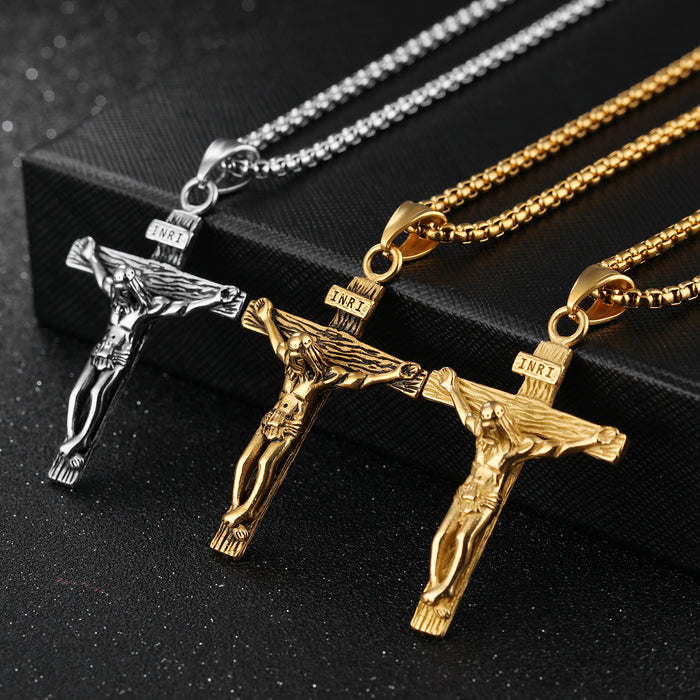 Wholesale Vintage Cross Titanium Steel Men's Pendant Necklace JDC-NE-GEJIA006