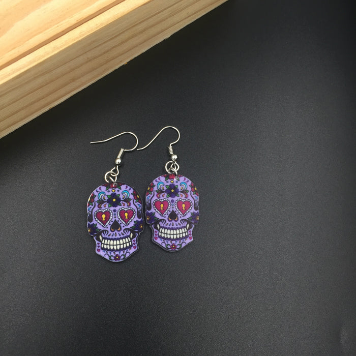 Wholesale Skull Earrings Acrylic Skull Pendant JDC-ES-Xieq001