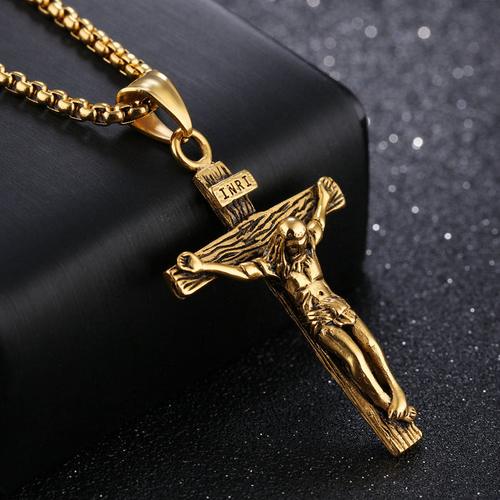 Wholesale Vintage Cross Titanium Steel Men's Pendant Necklace JDC-NE-GEJIA006