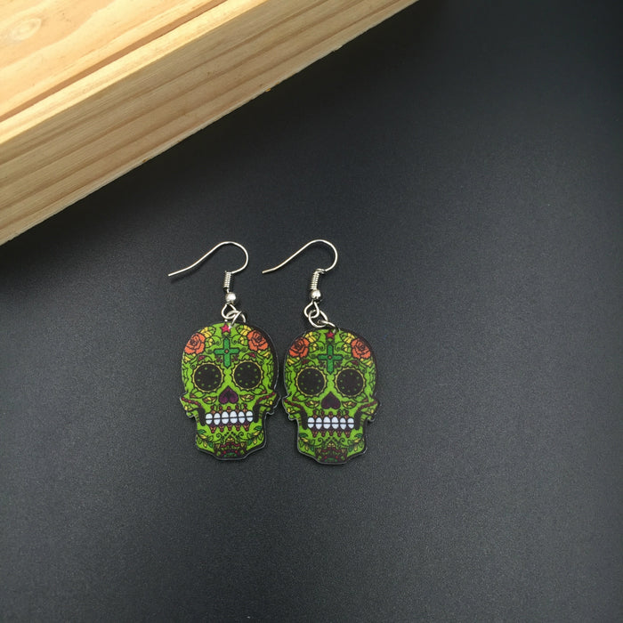 Wholesale Skull Earrings Acrylic Skull Pendant JDC-ES-Xieq001