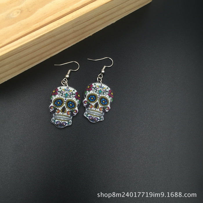 Wholesale Skull Earrings Acrylic Skull Pendant JDC-ES-Xieq001