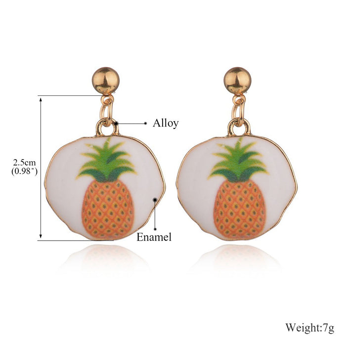 Jewelry WholesaleWholesale small fresh Mini Fruit small pineapple metal spray painted Earrings JDC-ES-bq228 Earrings 倍强 %variant_option1% %variant_option2% %variant_option3%  Factory Price JoyasDeChina Joyas De China