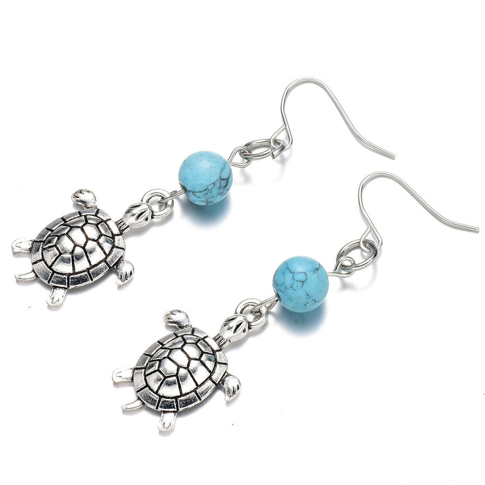 Wholesale Turtle Ear Hook Vintage Alloy Imitation Turquoise Pendant JDC-ES-Songx026